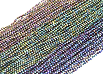2mm AAA Tiny Semi Precious Spinel Gemstone Beads Rainbow Blue Green Pink Color Faceted Round Shape 13 Inches Strand #2027