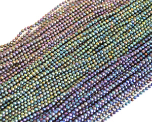 2mm AAA Tiny Semi Precious Spinel Gemstone Beads Rainbow Blue Green Pink Color Faceted Round Shape 13 Inches Strand #2027