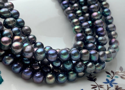 7.5-8.5 mm Peacock Color Potato Freshwater Pearl Beads Genuine Cultured Freshwater Peacock Colored Pearls 54 Pieces #P1233