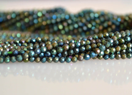 2mm AAA Tiny Semi Precious Spinel Gemstone Beads Rainbow Blue Green Pink Color Faceted Round Shape 13 Inches Strand #2027