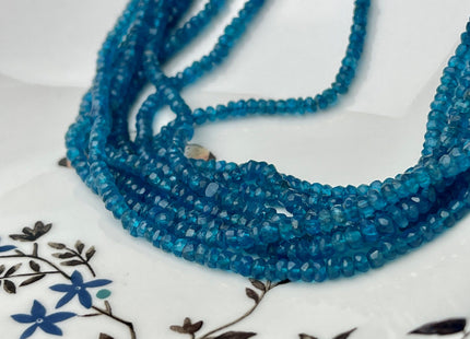 3-5 mm Natural Blue Apatite Gemstone Beads Faceted Rondelle Shape Genuine Blue Apatite Gemstone Beads 14 Inches Strand #4166