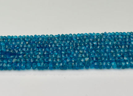 3-5 mm Natural Blue Apatite Gemstone Beads Faceted Rondelle Shape Genuine Blue Apatite Gemstone Beads 14 Inches Strand #4166