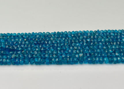 3-5 mm Natural Blue Apatite Gemstone Beads Faceted Rondelle Shape Genuine Blue Apatite Gemstone Beads 14 Inches Strand #4166