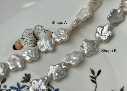 12 mm Very Rare Natural White Flower Shape Freshwater Coin Pearl Beads Genuine High Luster Flower Coin Pearls #P2244