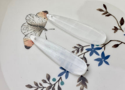 One Pair 12x45 mm Natural Selenite Top Drilled Teardrop Cabochon Long Teardrop Matching White Selenite Gemstone Earring Pendant #3301