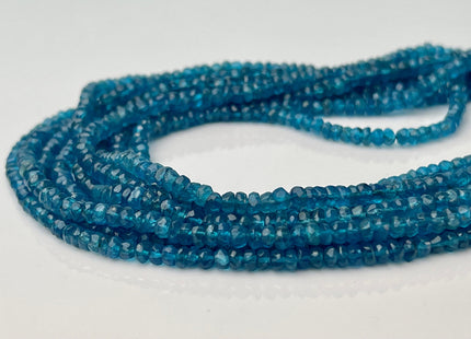 3-5 mm Natural Blue Apatite Gemstone Beads Faceted Rondelle Shape Genuine Blue Apatite Gemstone Beads 14 Inches Strand #4166