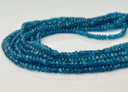 3-5 mm Natural Blue Apatite Gemstone Beads Faceted Rondelle Shape Genuine Blue Apatite Gemstone Beads 14 Inches Strand #4166