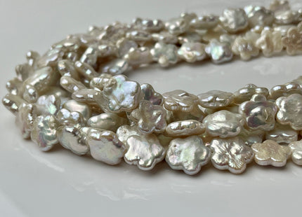 12 mm Very Rare Natural White Flower Shape Freshwater Coin Pearl Beads Genuine High Luster Flower Coin Pearls #P2244