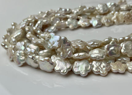 12 mm Very Rare Natural White Flower Shape Freshwater Coin Pearl Beads Genuine High Luster Flower Coin Pearls #P2244