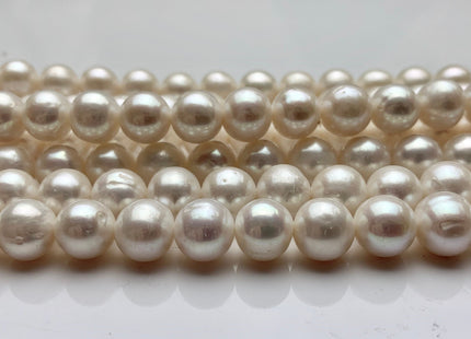 8.5-9.5 mm Natural White Off Round Freshwater Pearl Beads Genuine Cultured White Natural Freshwater Pearl Beads 45 Beads #P1385