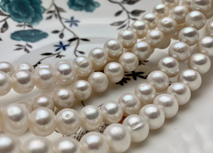 8.5-9.5 mm Natural White Off Round Freshwater Pearl Beads Genuine Cultured White Natural Freshwater Pearl Beads 47 Pieces #P1385