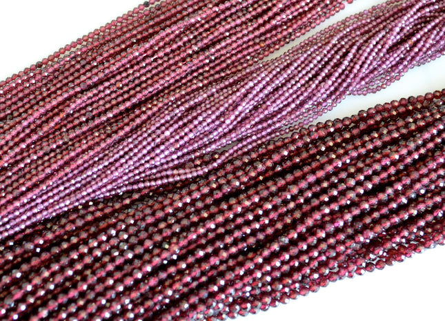 WHOLESALE 2mm 2.5mm 3mm Natural Tiny Garnet Beads Natural Red Color Faceted Round Shape Size 2mm 2.5mm 3mm #2050