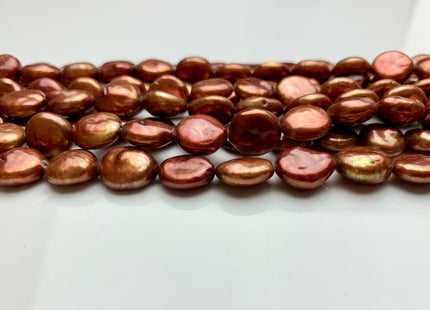 9 mm Or 10-11 mm AAA Orange Copper Color Coin Freshwater Pearl Beads High Luster Genuine Smooth And Round Freshwater Coin Pearls #1604