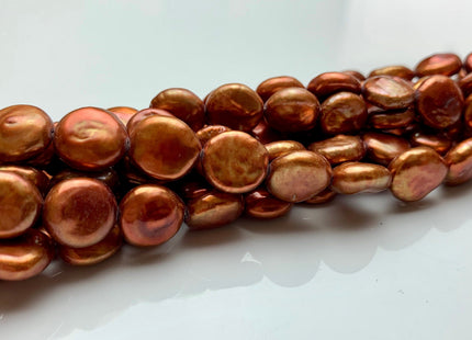 9 mm Or 10-11 mm AAA Orange Copper Color Coin Freshwater Pearl Beads High Luster Genuine Smooth And Round Freshwater Coin Pearls #1604
