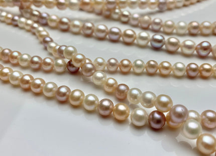 6 mm 7 mm Natural White/ Pink/ Peach Multi Color Freshwater Round Or Potato Pearls Genuine High Luster Freshwater Semi Round Pearls #1429