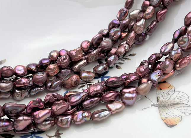 6-7x8-12mm High Luster Limited Edition Champagne Purple Keshi Rice Nugget Freshwater Pearl Beads Genuine Keshi Pearl #P1779