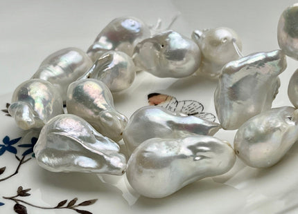 15x20-21x35 mm AA Half Strand Natural White Freshwater Baroque Pearl Beads Genuine High Luster Natural White Baroque Pearls 6-8 Beads #P1730