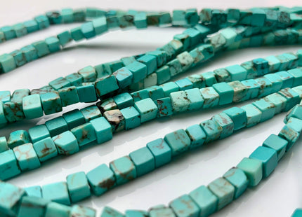 4 mm Turquoise Beads Cube Shape Genuine Gemstone Loose Beads #2574