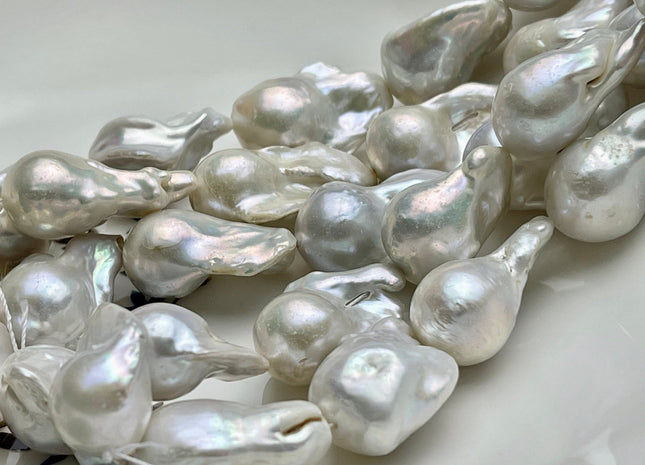 15x20-21x35 mm AA Half Strand Natural White Freshwater Baroque Pearl Beads Genuine High Luster Natural White Baroque Pearls 6-8 Beads #P1730