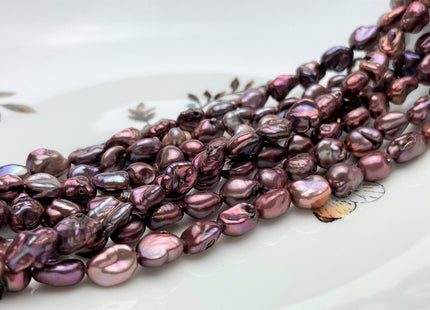 6-7x8-12mm High Luster Limited Edition Champagne Purple Keshi Rice Nugget Freshwater Pearl Beads Genuine Keshi Pearl #P1779