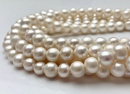 9 mm AAA Half Strand Large Hole Natural White Potato Freshwater Pearls Hole Size 1.5mm Genuine High Luster Large Hole White Pearl #P1096