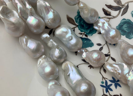 15x20-38 mm AA Natural White Freshwater Baroque Pearl Beads Genuine High Luster And Quality Natural White Baroque Pearls #1691