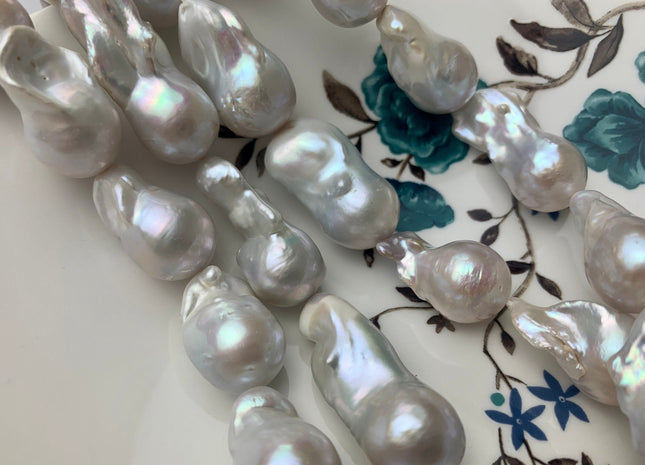 15x20-38 mm AA Natural White Freshwater Baroque Pearl Beads Genuine High Luster And Quality Natural White Baroque Pearls #1691