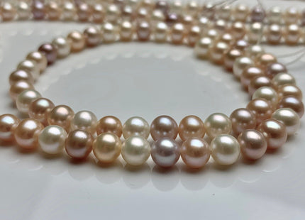 6 mm 7 mm Natural White/ Pink/ Peach Multi Color Freshwater Round Or Potato Pearls Genuine High Luster Freshwater Semi Round Pearls #1429