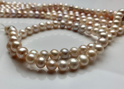 6 mm 7 mm Natural White/ Pink/ Peach Multi Color Freshwater Round Or Potato Pearls Genuine High Luster Freshwater Semi Round Pearls #1429