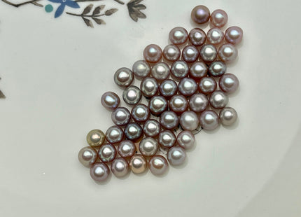 Two Pieces AAA 5-5.5mm High Luster Undrilled/Half Drilled/Through Drilled Freshwater Pearl Genuine Natural Mauve Pink Round Pearl #P1572