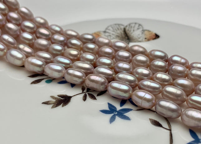 5-6x8 mm AAA Natural Mauve Pink Rice/Oval Freshwater Pearl Beads Genuine Mauve Pink Rice Freshwater Pearls #1761
