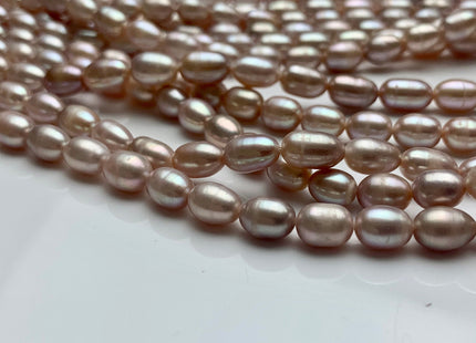 5-6x8 mm AAA Natural Mauve Pink Rice/Oval Freshwater Pearl Beads Genuine Mauve Pink Rice Freshwater Pearls #1761