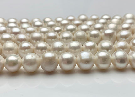 9 mm AAA Half Strand Large Hole Natural White Potato Freshwater Pearls Hole Size 1.5mm Genuine High Luster Large Hole White Pearl #P1096