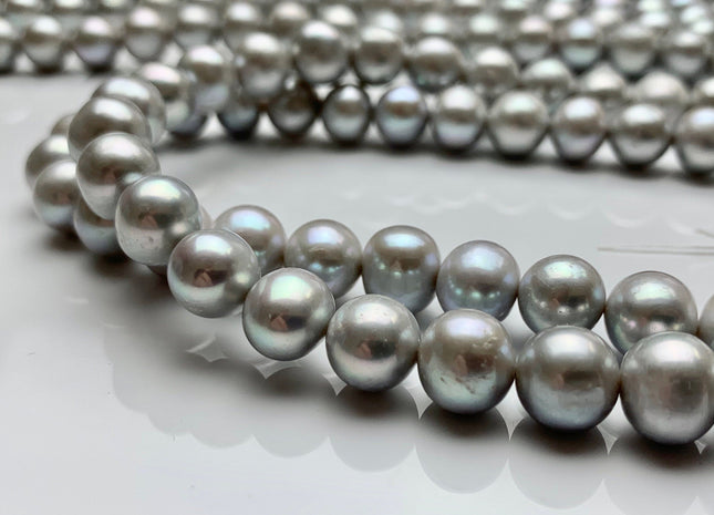 9-10 mm AA Gray Potato Freshwater Pearls, Genuine Freshwater Pearl Beads Silver Gray Freshwater Pearl, Cultured Freshwater Pearl #1146
