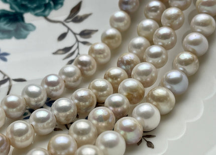8.5-9 mm AAA Natural White W/Slightly Champagne Color HalfStrand Large Hole Freshwater Pearl Hole 2.2mm Extra Shiny Edison Pearl #P2162