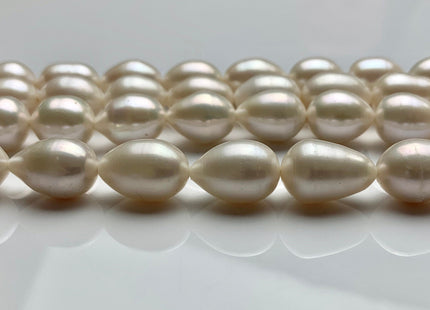 11-15x15-22 mm AA Natural White Tear-Drop Rice Shape Freshwater Pearl Beads #1951