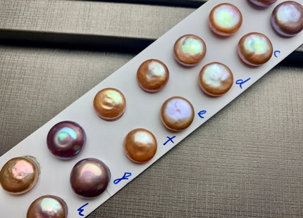 ONE Pair AAAAA 12-13 mm Ultra Dark Natural Mauve Purple Top Quality Super High Luster Half Drilled Paired Earring Thick Coin Pearls #P1153-C