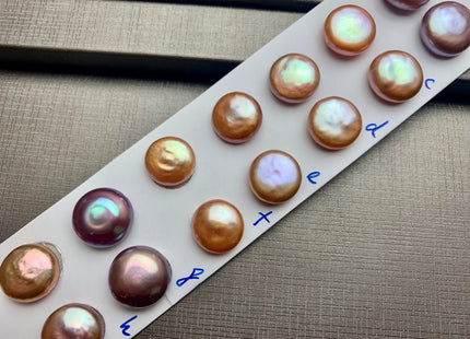 ONE Pair AAAAA 12-13 mm Ultra Dark Natural Mauve Purple Top Quality Super High Luster Half Drilled Paired Earring Thick Coin Pearls #P1153-C