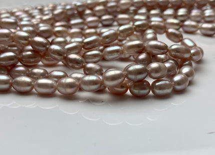 5-6x8 mm AAA Natural Mauve Pink Rice/Oval Freshwater Pearl Beads Genuine Mauve Pink Rice Freshwater Pearls #1761
