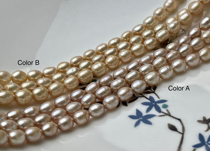 6x7-8 mm AA Champagne or Gold Rice Oval Freshwater Pearl Beads Genuine Gold or Champagne Color Rice Freshwater Pearls #P2024