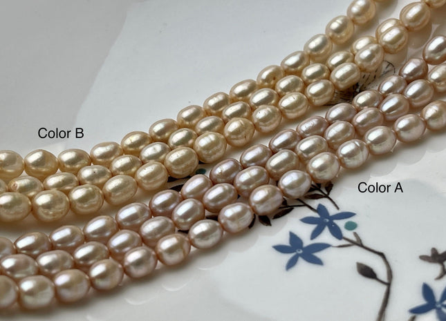 6x7-8 mm AA Champagne or Gold Rice Oval Freshwater Pearl Beads Genuine Gold or Champagne Color Rice Freshwater Pearls #P2024