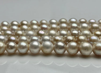 8.5-9 mm AAA Natural White W/Slightly Champagne Color HalfStrand Large Hole Freshwater Pearl Hole 2.2mm Extra Shiny Edison Pearl #P2162