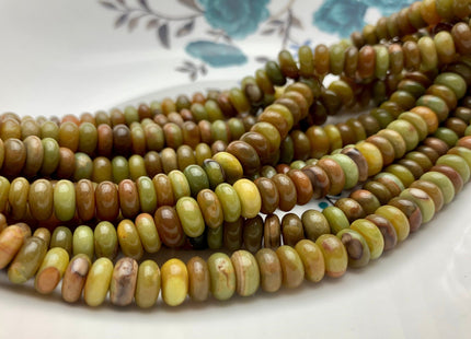 7mm 8mm 9mm 10mm 100% All Natural Smooth Rondelle Brown Opal Gemstone Beads Multi Natural Green Brown Opal Beads 8 Inches #3204