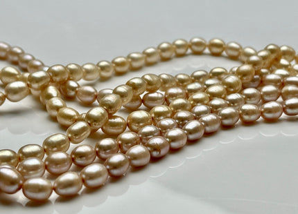 6x7-8 mm AA Champagne or Gold Rice Oval Freshwater Pearl Beads Genuine Gold or Champagne Color Rice Freshwater Pearls #P2024