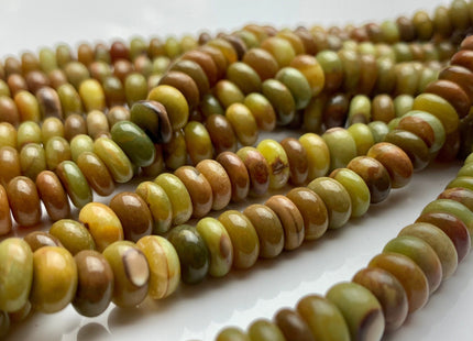 7mm 8mm 9mm 10mm 100% All Natural Smooth Rondelle Brown Opal Gemstone Beads Multi Natural Green Brown Opal Beads 8 Inches #3204