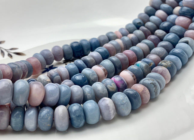 7mm 8mm 9mm 10mm 100% All Natural Smooth Rondelle Lavender Opal Gemstone Beads Genuine Natural Lavender Beads 8 Inches Strand #3716