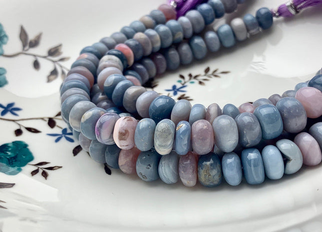 7mm 8mm 9mm 10mm 100% All Natural Smooth Rondelle Lavender Opal Gemstone Beads Genuine Natural Lavender Beads 8 Inches Strand #3716