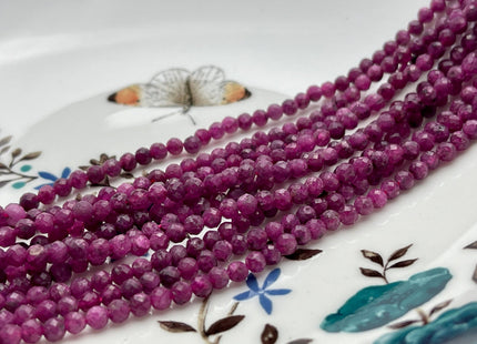 3.5-4 mm AAA Micro Faceted Round Red Ruby Gemstone Beads Quality Faceted Ruby Gemstone Loose Beads #3952
