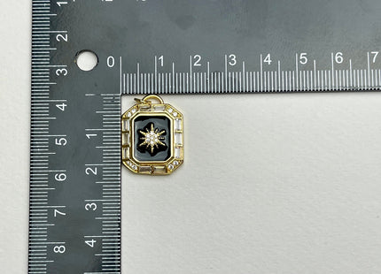 Star Sun Design Charms for Necklace Jewelry Making, 18K Gold Filled Charm Enamel Colored Antique Pendant With CZ, One Piece #CR0017