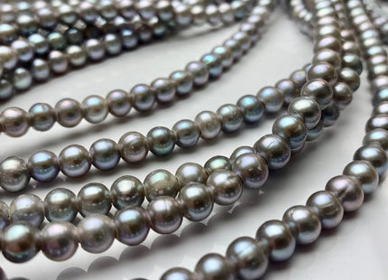 6-6.5 mm AAA Half Strand Large Hole Gray Off Round Freshwater Pearl Beads Hole Size 1.5mm 2.1mm Genuine High Luster Pearl 36 Pieces #P1570